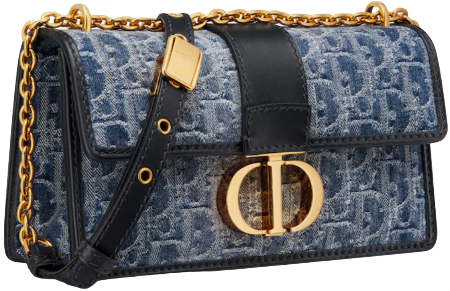 Dior 30 Montaigne East-West Bag with Chain Denim Oblique Jacquard "Blue"