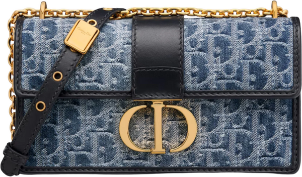 Dior 30 Montaigne East-West Bag with Chain Denim Oblique Jacquard "Blue"