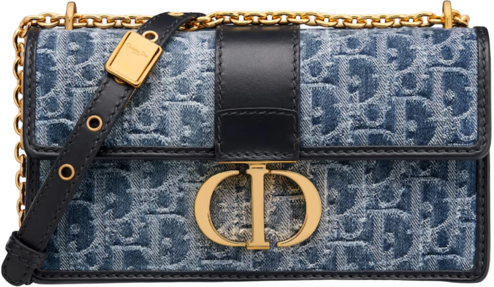 Dior 30 Montaigne East-West Bag with Chain Denim Oblique Jacquard "Blue"