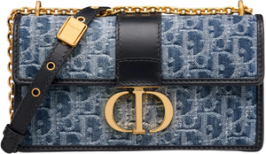 Dior 30 Montaigne East-West Bag with Chain Denim Oblique Jacquard "Blue" 2