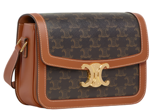 Celine Shoulder Bag In Triomphe Canvas & Calfskin "Tan" 2
