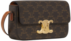Celine Shoulder Bag Claude In Triomphe Canvas and Calfskin "Tan" 2