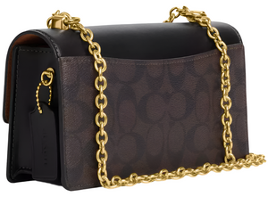 Coach Eliza Flap Crossbody Bag In Signature Canvas "Brown/Black" 2