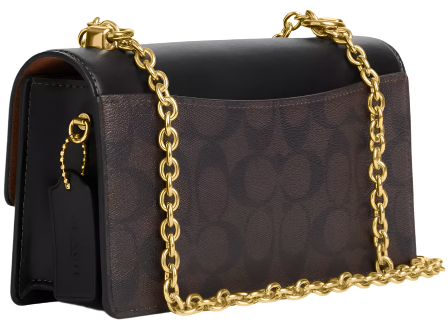 Coach Eliza Flap Crossbody Bag In Signature Canvas "Brown/Black" 2