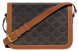 Celine Shoulder Bag In Triomphe Canvas & Calfskin "Tan" 3